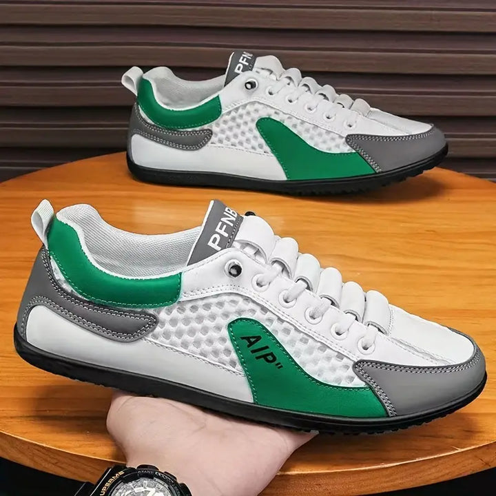 Graue atmungsaktive Herren Turnschuhe, elegant & leicht, perfekt für täglichen Komfort und Freizeit.