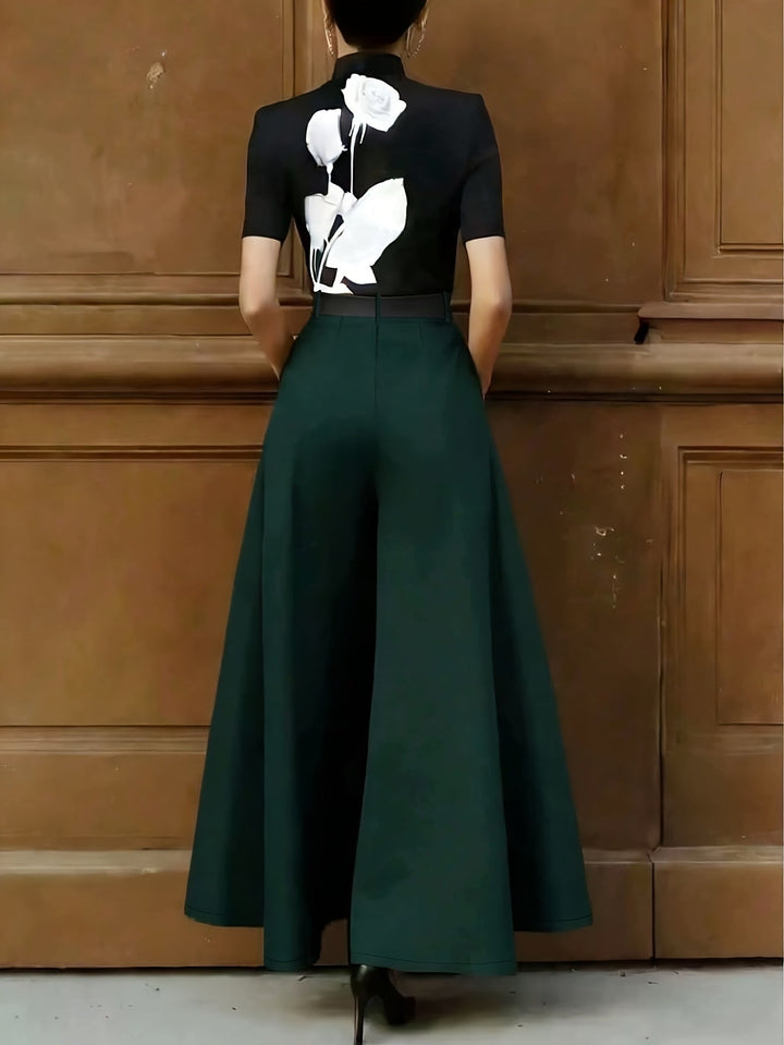 Stilvolle High-Waist Palazzo-Hose für Damen, weit geschnitten, perfekt für Business und festliche Anlässe.