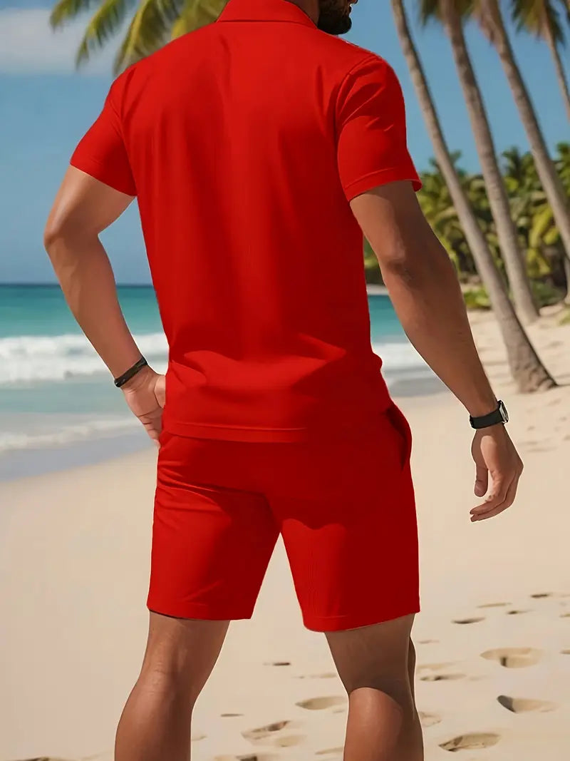Alltagstaugliches Herren Freizeitset, Jogginganzug-Stil mit Shorts & Shirt.