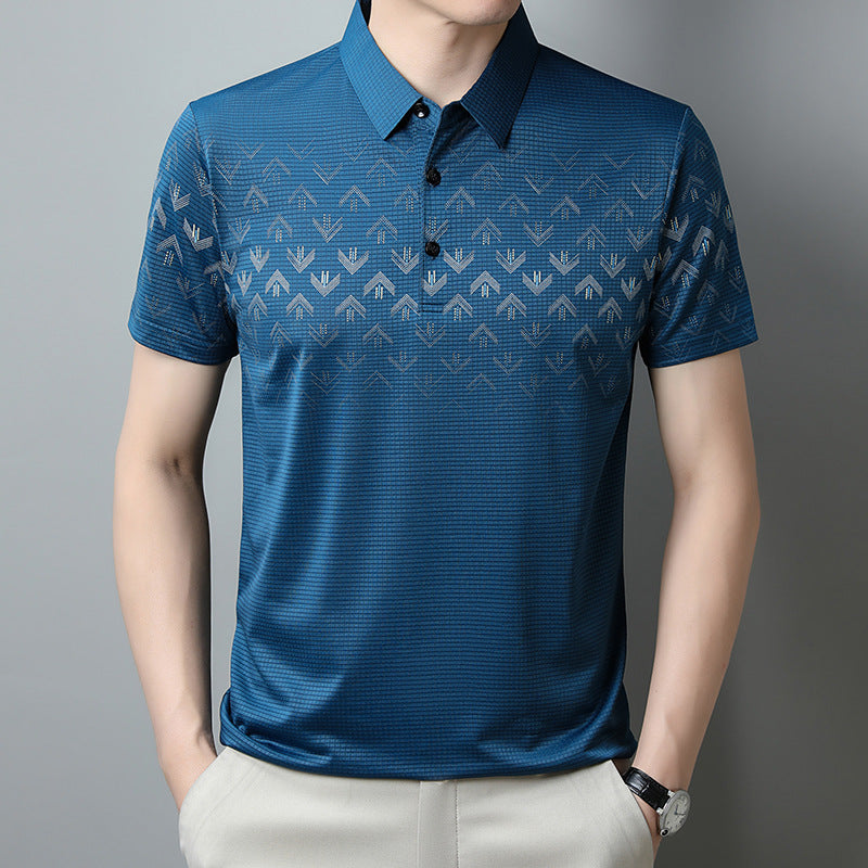 Lockeres Kurzarm Herren Poloshirt mit modernem Print, ideal für Sommer, Freizeit und Business Casual.