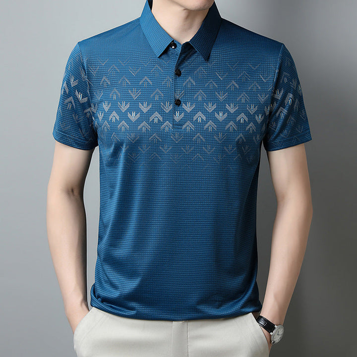 Lockeres Kurzarm Herren Poloshirt mit modernem Print, ideal für Sommer, Freizeit und Business Casual.