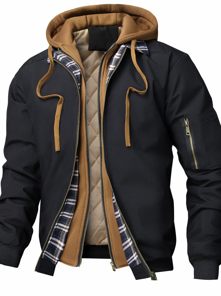 Herren Bomberjacke mit Kapuze, stilvoll & warm für Herbst und Winter. Vielseitige Übergangsjacke.