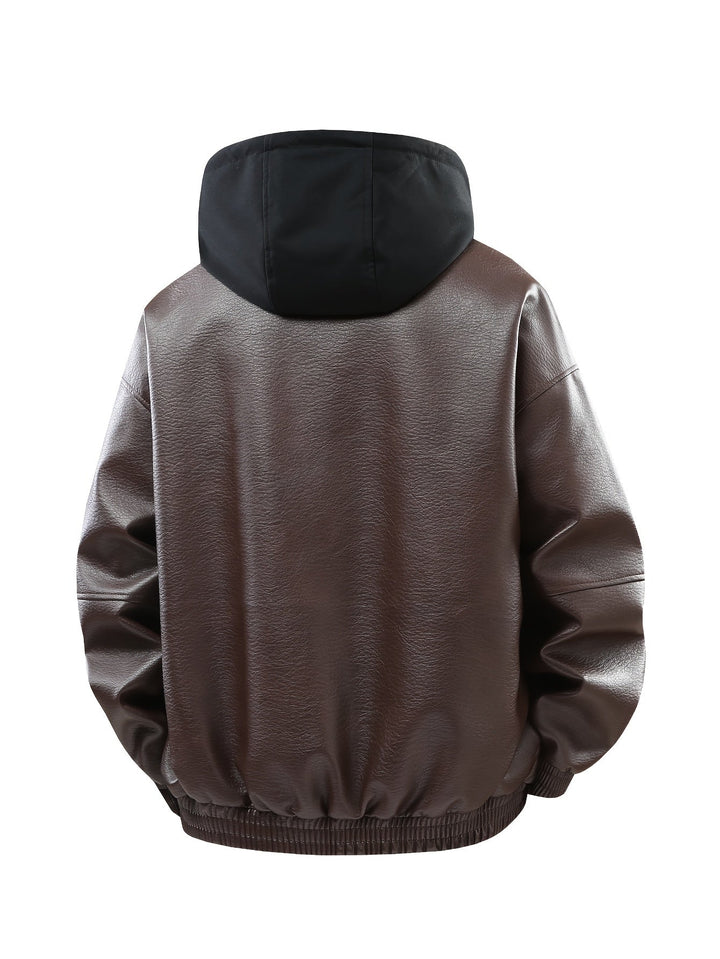 Herrenmode: Schwarze Bomberjacke mit Kapuze, glatt & bequem. Ideal als Übergangsjacke für Herbst/Winter.