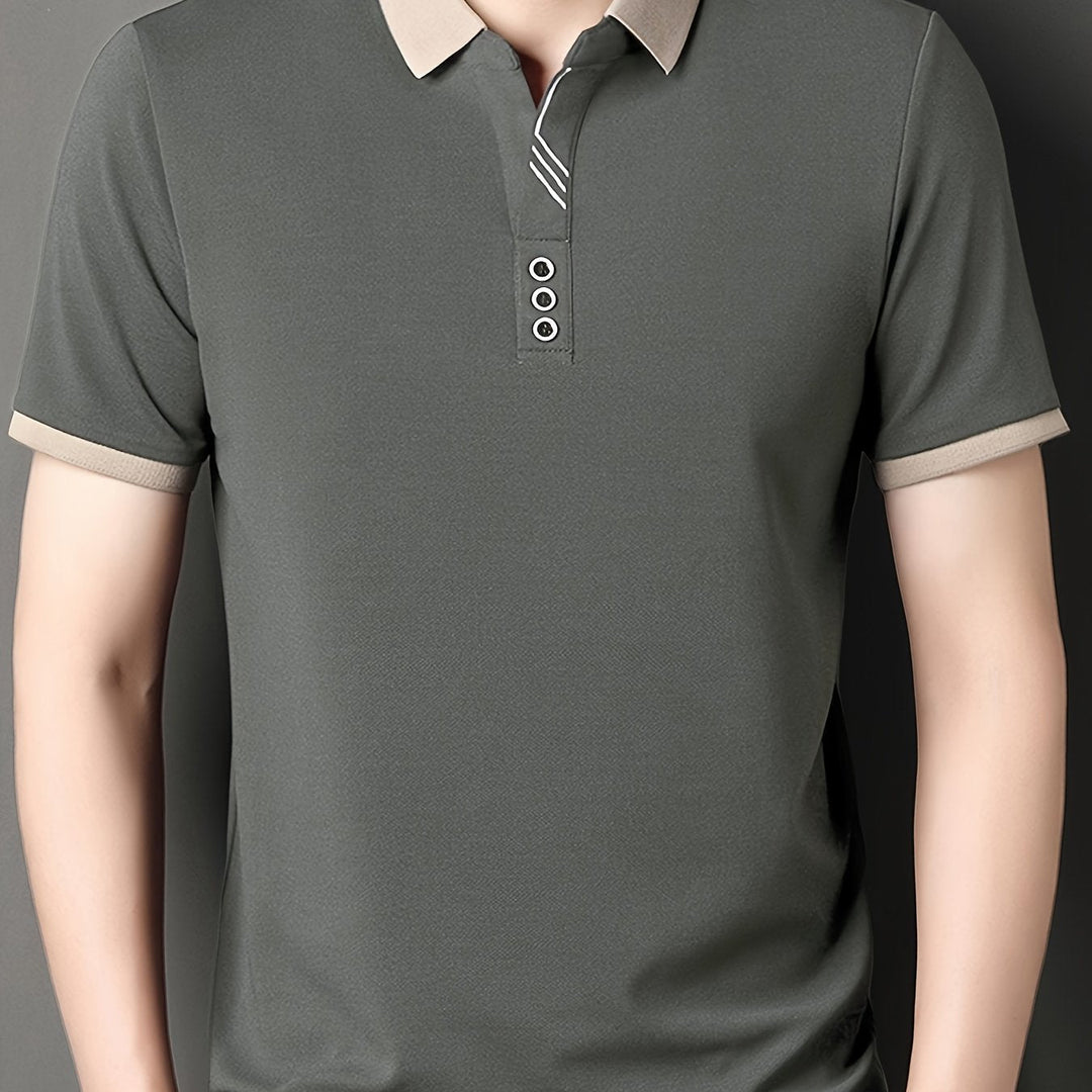 Perfektes Männer Business Poloshirt: Elegant, kurzärmelig, mit stilvollem Kontrastkragen.