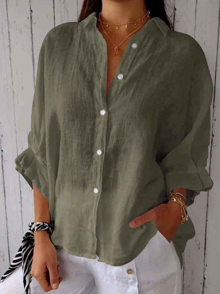 Lois Amsterdam Damen Oversize Bluse, Langarm, mit stylischem Schleifen-Rückendetail.