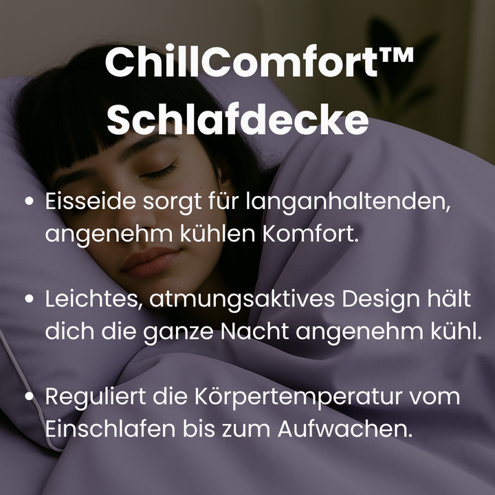 Eine kühlende Schlafdecke aus Eisseide, die Feuchtigkeit ableitet und angenehme Kühle spendet.