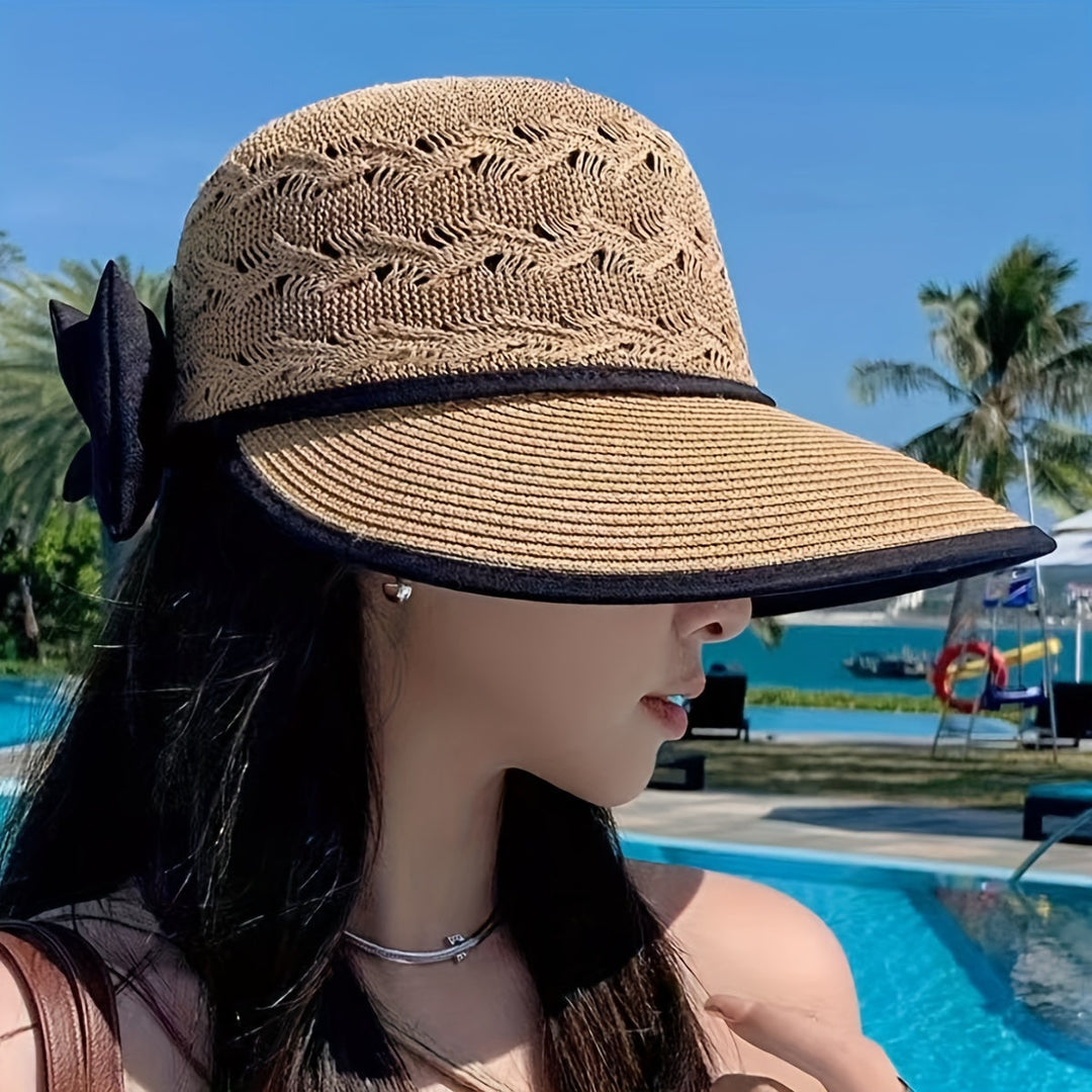 Vielseitiger Damen Sommerhut Norah, geflochten mit eleganter Schleife, für Stadt, Strand & Garten.
