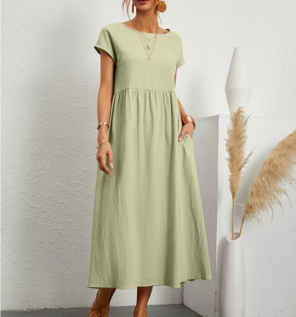 Vielseitiges Elodie Damen Leinenkleid, knielang & atmungsaktiv. Ein bequemes Sommerkleid für die Freizeit.