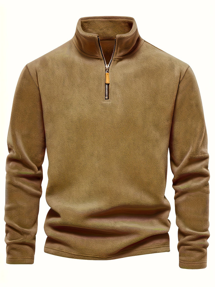 Vielseitiger Herren Langarm-Pullover mit Half-Zip & Stehkragen. Perfekt für Layering und Freizeitmode im Winter.