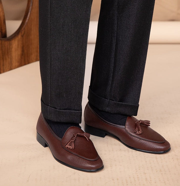 Herren elegante Tassel Loafer, schwarze Slip-On Business Schuhe für formelle Anlässe.