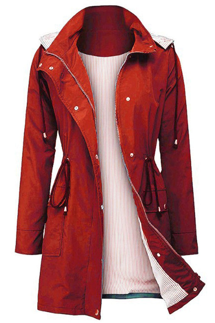 Elegante Damen Jacke, gestreift, mit Kapuze, leichter Wetterschutz für wechselhaftes Frühlingswetter.