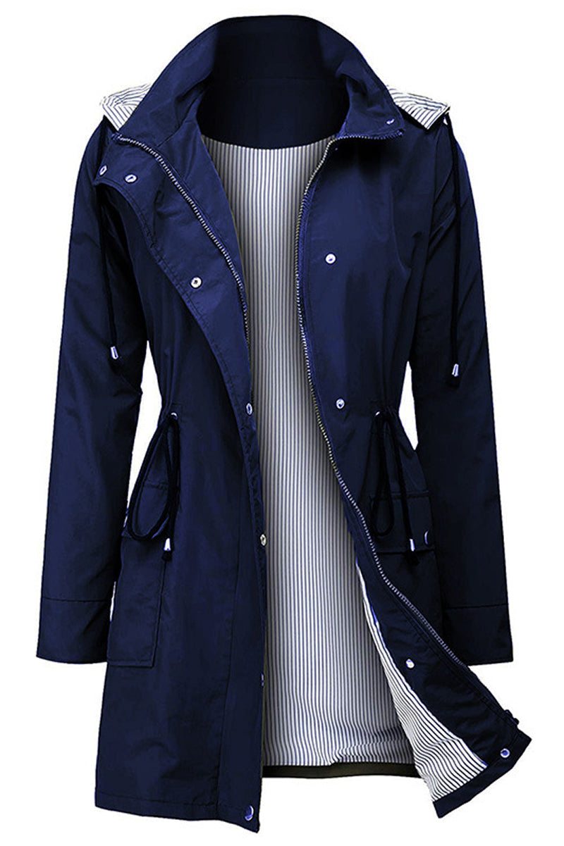 Funktionale Damen Windjacke, gestreift, wasserabweisend & atmungsaktiv, mit Kapuze für Outdoor.