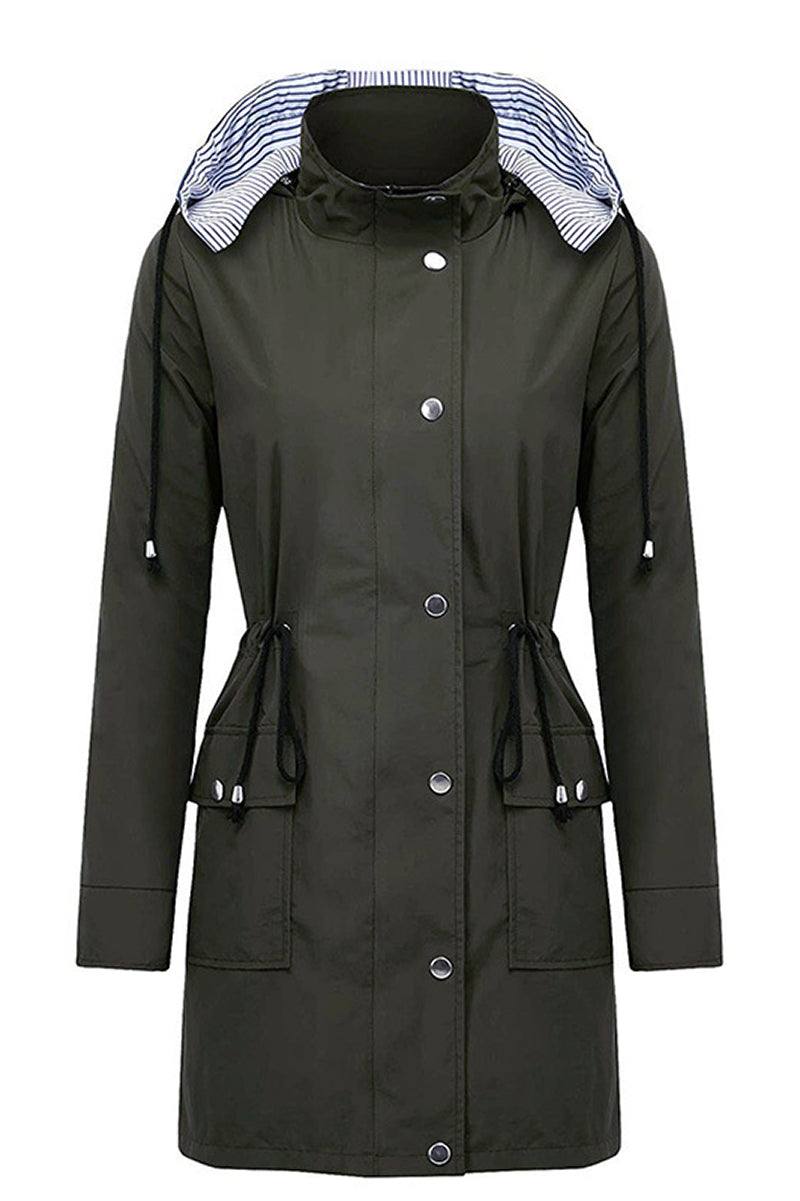 Regenjacke für Damen, gestreift, mit Kapuze, atmungsaktiv & windabweisend für aktive Frauen.