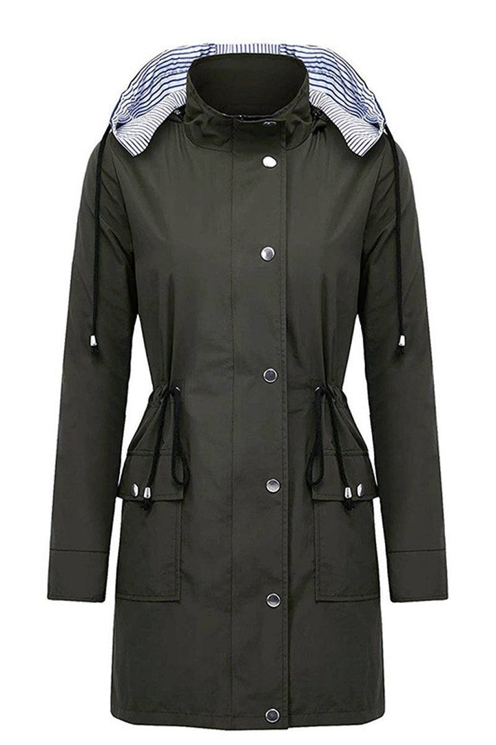 Regenjacke für Damen, gestreift, mit Kapuze, atmungsaktiv & windabweisend für aktive Frauen.