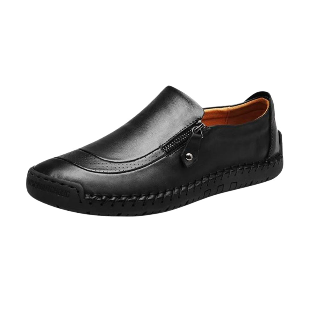 Elegante Herrenschuhe Matteo in Braun/Schwarz mit praktischem Reißverschluss. Perfekt für stilvolle Herrenmode.
