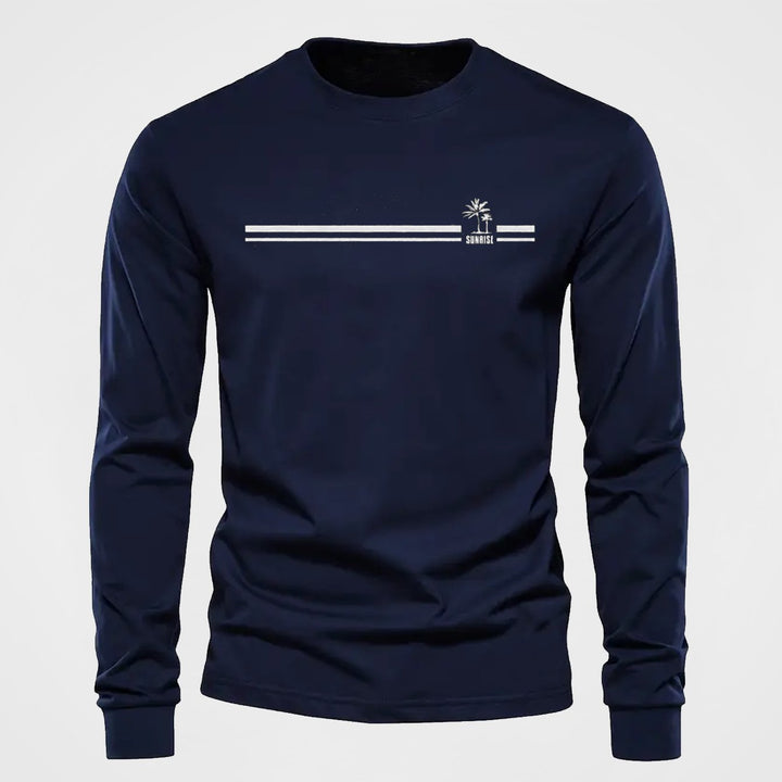 Komfortables Herren Langarmshirt mit einzigartigem Palmen-Print, ideal für den Alltag.