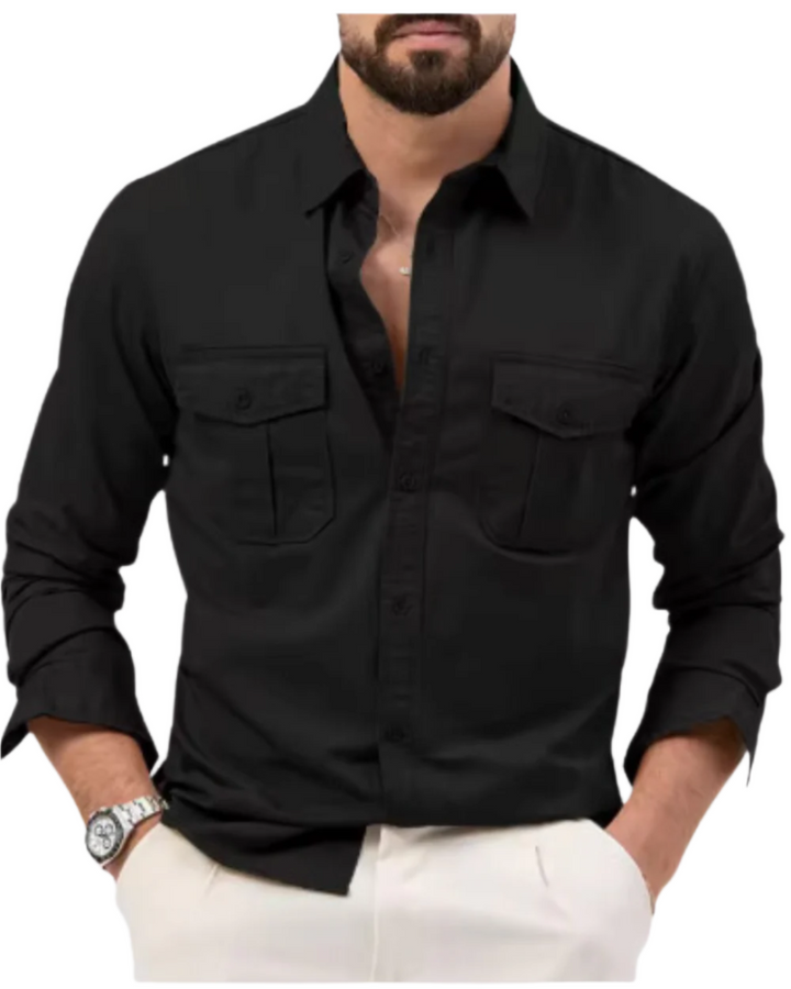 Lässiges Herren Cargo-Hemd, kurzärmlig, mit modernem Schnitt und aufgesetzten Taschen; perfekt für Sommer & Outdoor-Look.