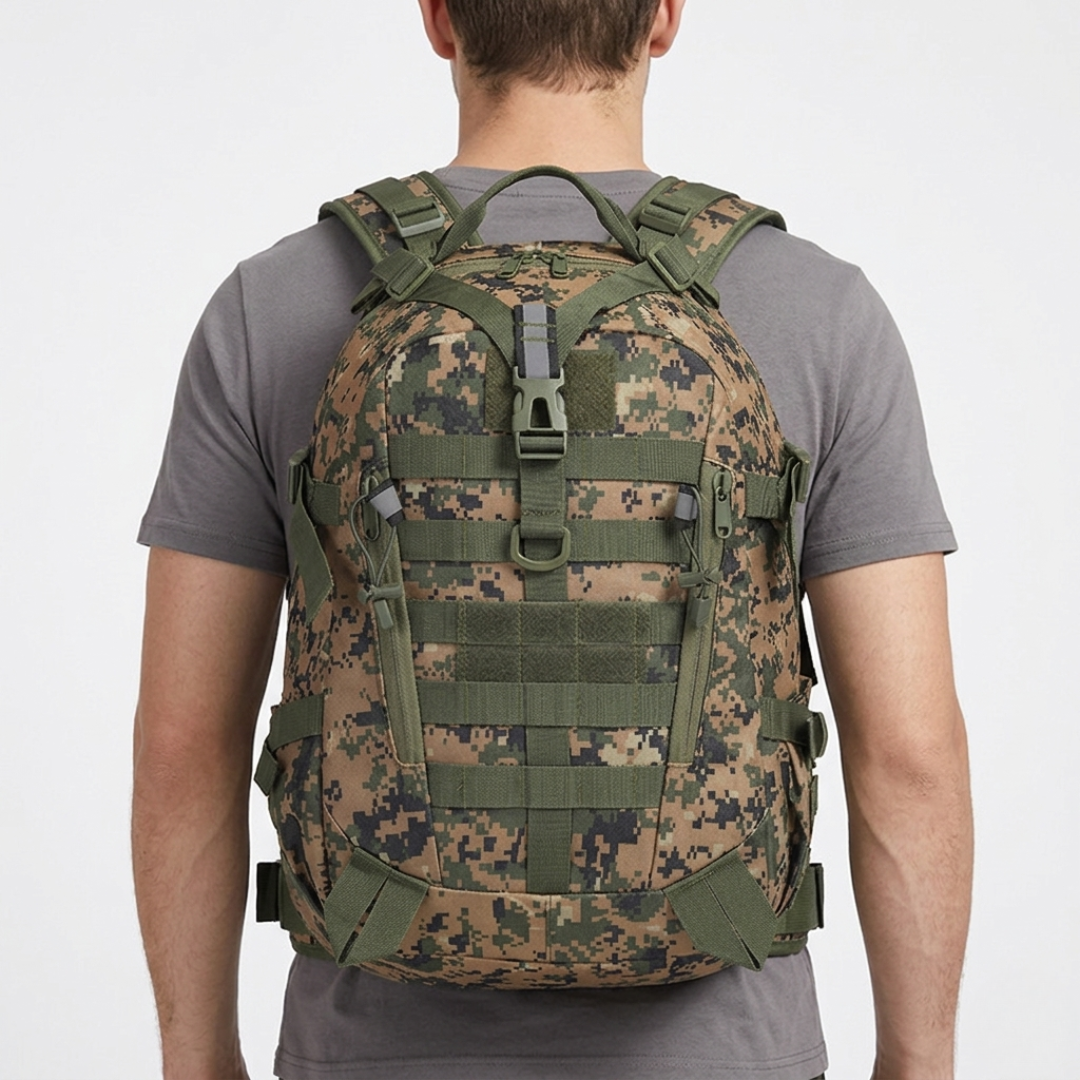 Schwarzer 40 Liter Wanderrucksack, bequem, funktional und ergonomisch.