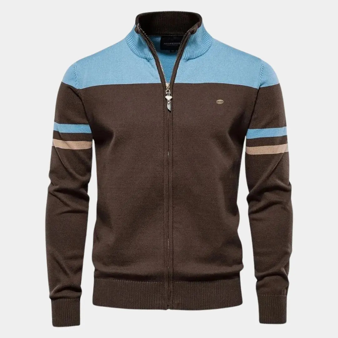 Herren Strickjacke mit Reißverschluss & Stehkragen. Eleganter Langarm-Pullover für Business Casual & Freizeit, komfortabel.