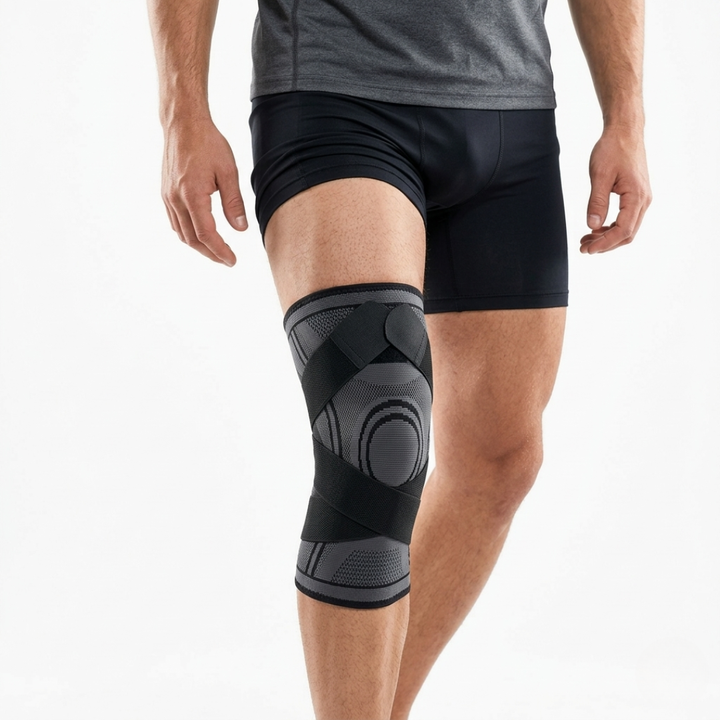 Schwarze Unisex-Kniebandage für Sport & Alltag. Optimale Kniegelenk Unterstützung & Schutz für Herren und Damen.
