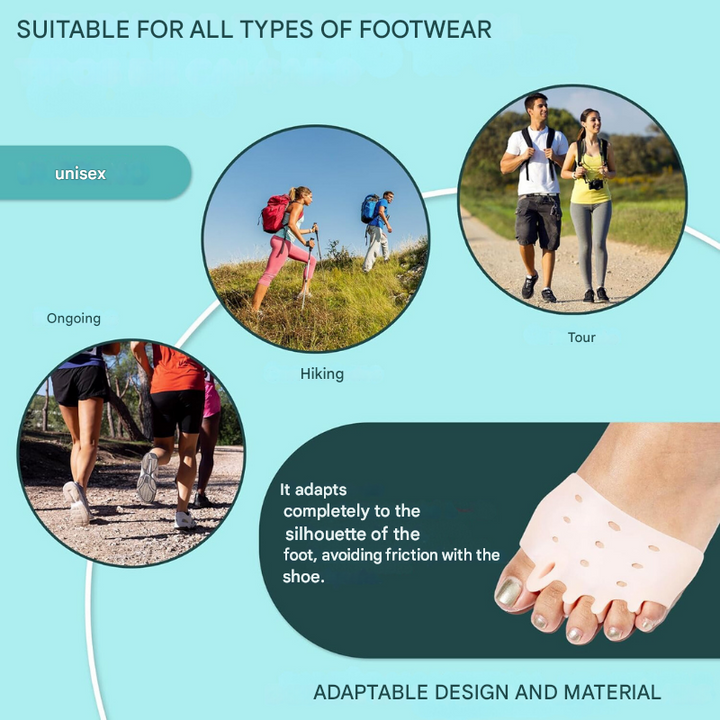 Orthopädische Silikon Zehenspreizer mit Dämpfung, ideal bei Plantarfasziitis und für tägliche Fußpflege.