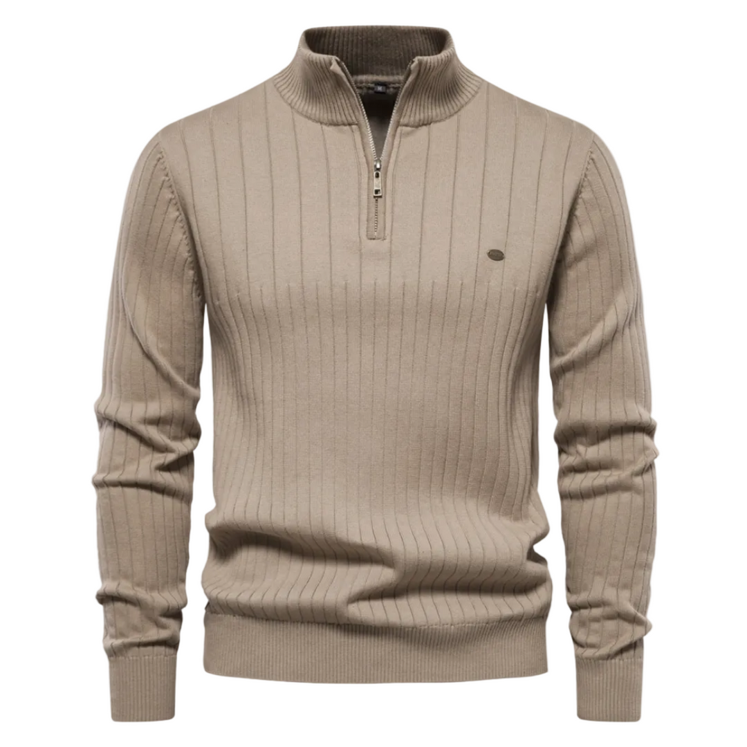 Eleganter Herren Ribstrick-Strickpullover mit Rundhals, bietet Komfort und Stil für Smart Casual.