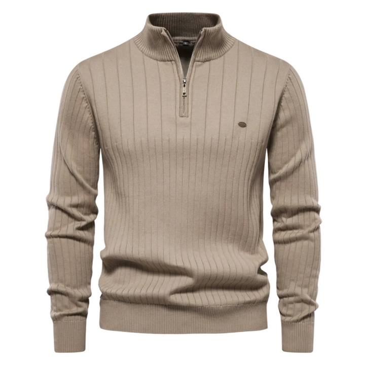 Eleganter Herren Ribstrick-Strickpullover mit Rundhals, bietet Komfort und Stil für Smart Casual.