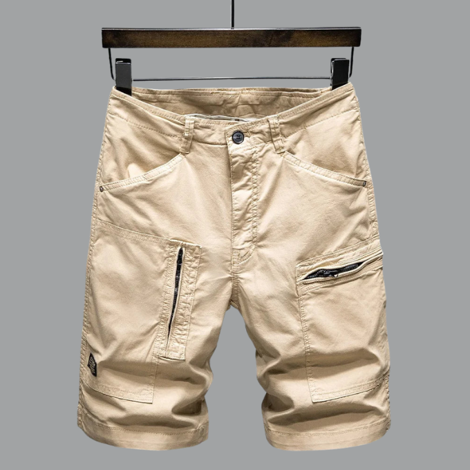 Herren Cargo Shorts mit praktischen Reißverschlusstaschen, ideal für Freizeit & Alltag.