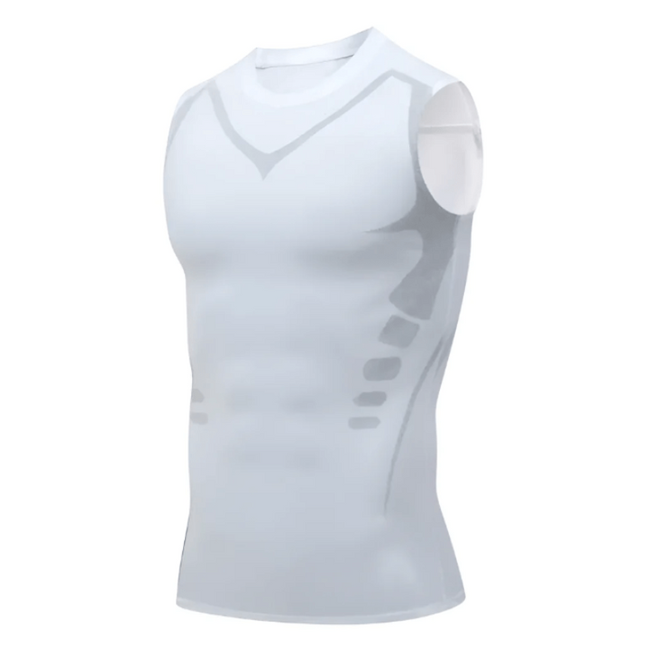 Gefaltetes Herren Kompressionsshirt ärmellos. Sport Tanktop für jede Jahreszeit & Training.