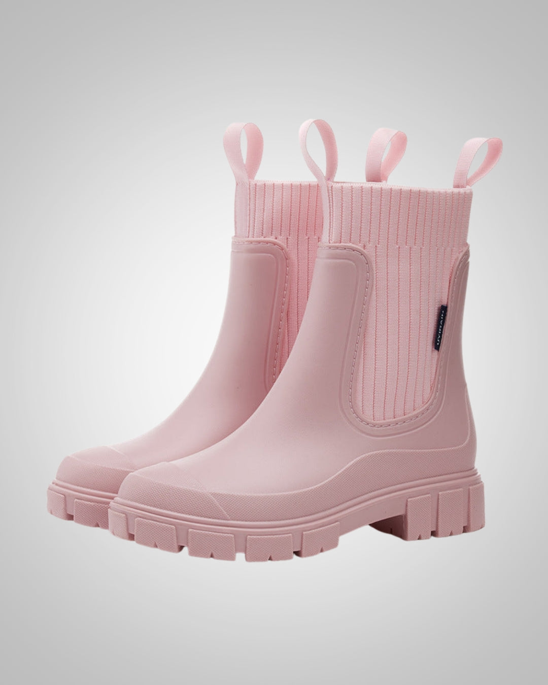 Schwarze, wasserdichte Damen Gummistiefel, Chelsea Boots für Regen, Frühling und Herbst, rutschfest.