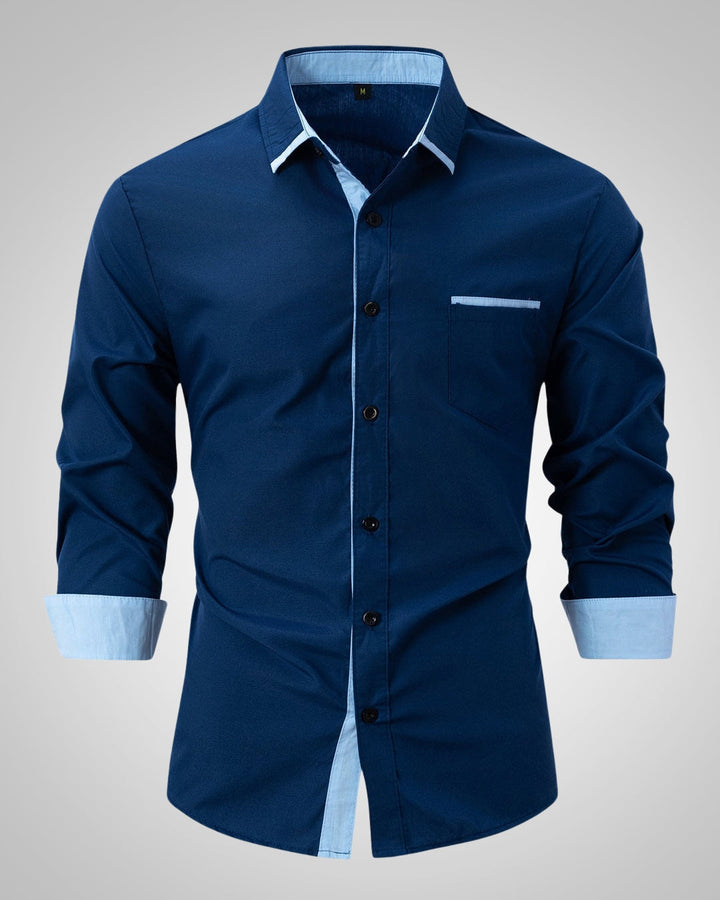 Zeitloses Langarmhemd für Herren, geeignet als Business Hemd oder für elegante Freizeit-Outfits. Mit Knöpfen.