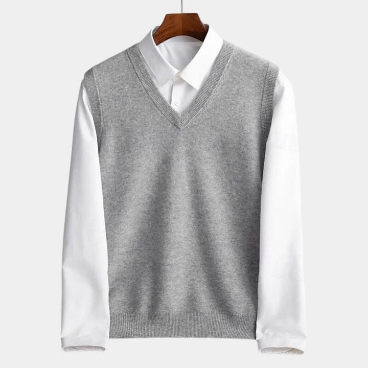 Stilvolle Herren Pulloverweste V-Ausschnitt für Büro und Smart-Casual-Anlässe.