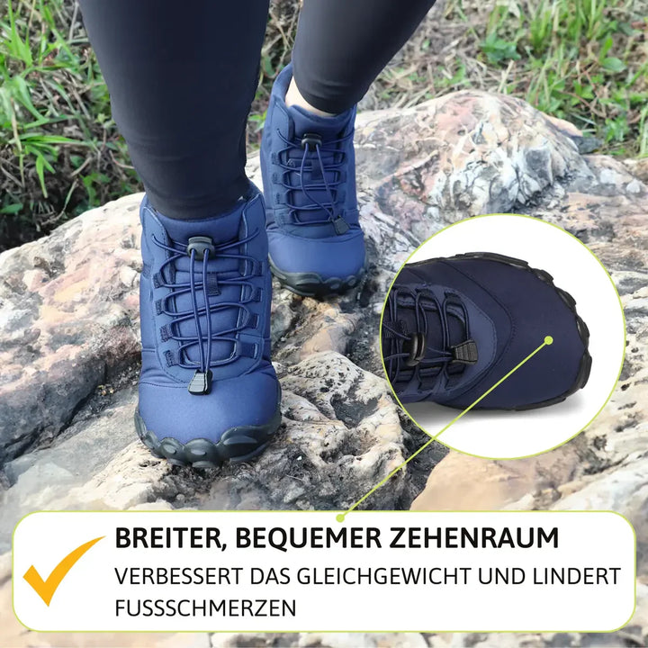 Flexible Unisex Winter Barfußschuhe, braun, mit weiter Zehenbox für hohen Komfort und Naturgefühl.