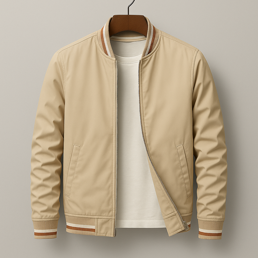 Sportliche Herren Bomberjacke mit Streifen, perfekt für lässigen Frühlingsstil.