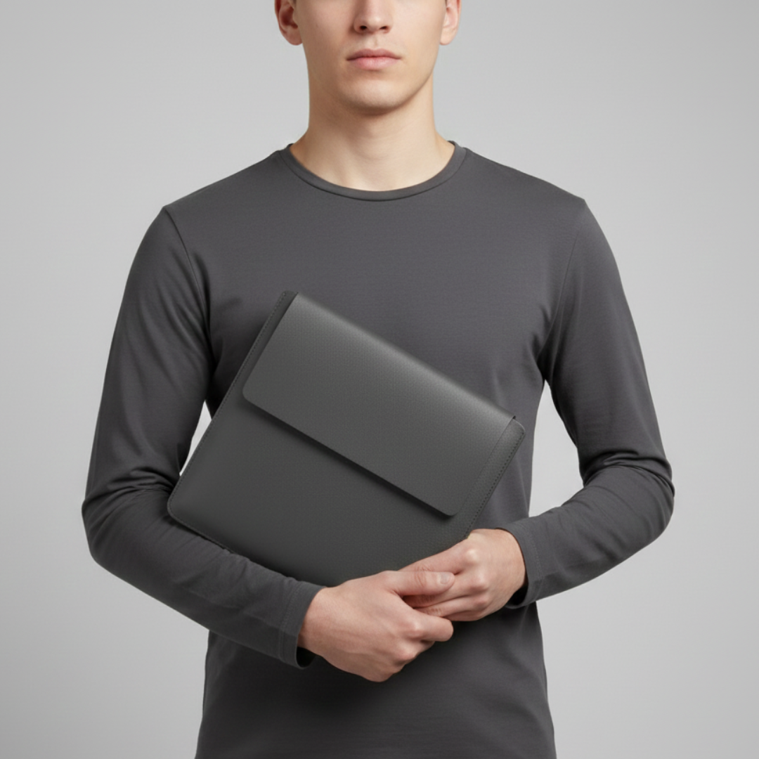 Leichte Notebook Tasche gleitet mühelos in Rucksack oder Aktentasche – ideal für Pendler & Reisen.