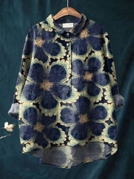 Damen Bluse mit zartem Blumenmuster, lockere Passform, ideal für einen femininen Frühlings-Look.