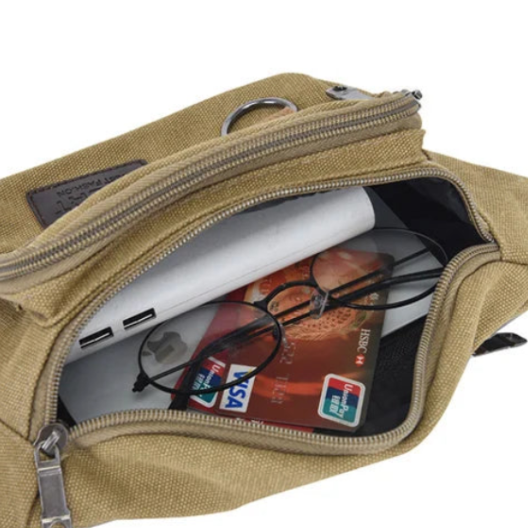 Vielseitige Unisex Gürteltasche aus Baumwoll-Canvas, ideal für jede Gelegenheit.