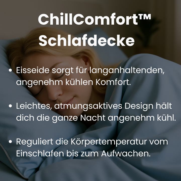 Leichte Kühl-Decke aus Eisseide, fördert gesunden Schlaf und reduziert Schwitzen merklich.
