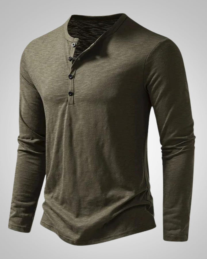 Zeitloses Herren Langarm Henley in Slim Fit. Vielseitiges Oberteil für Alltag und Freizeit.