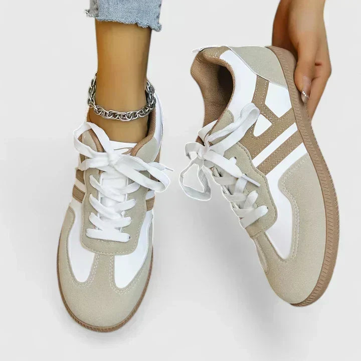 Damen Ergonomische Freizeitschuhe Nadja in Khaki/Weiss, gepolstert für maximalen Komfort und griffige Sohle.