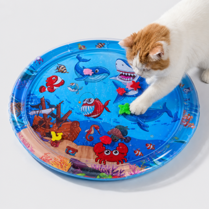 Kühlende Wassermatte für Haustiere wie Katzen, bietet sommerliche Abkühlung und entspanntes Spielen.