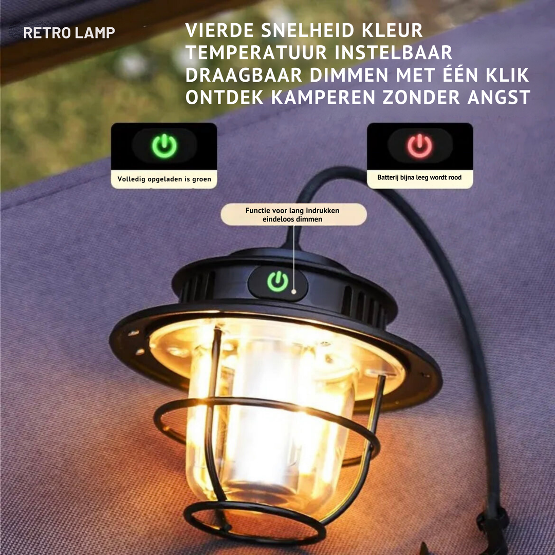 Wiederaufladbare Retro LED Laterne, USB-C, wasserdicht, perfekt als Zeltlampe, Notlicht & Außenbeleuchtung.