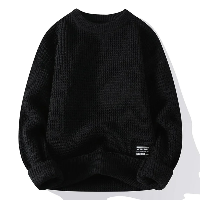 Bequemer Herren Waffelstrick Pullover, auch in Übergrößen erhältlich, Langarm für hohen Tragekomfort.