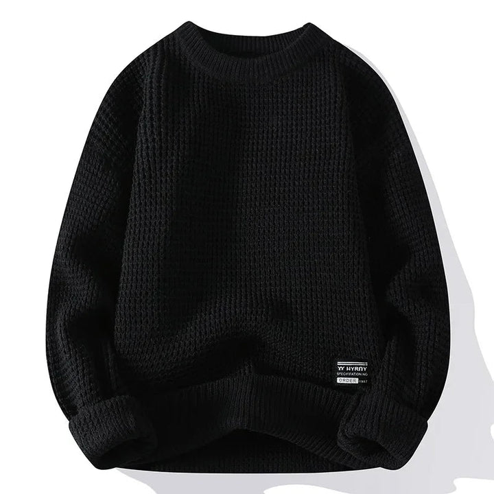Bequemer Herren Waffelstrick Pullover, auch in Übergrößen erhältlich, Langarm für hohen Tragekomfort.