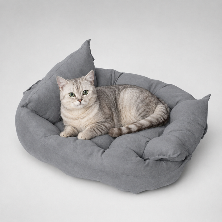 Weiches Hundebett & Katzenbett, 3-in-1 verstellbar als Sofa oder Liege. Komfortables Indoor-Haustierbett.