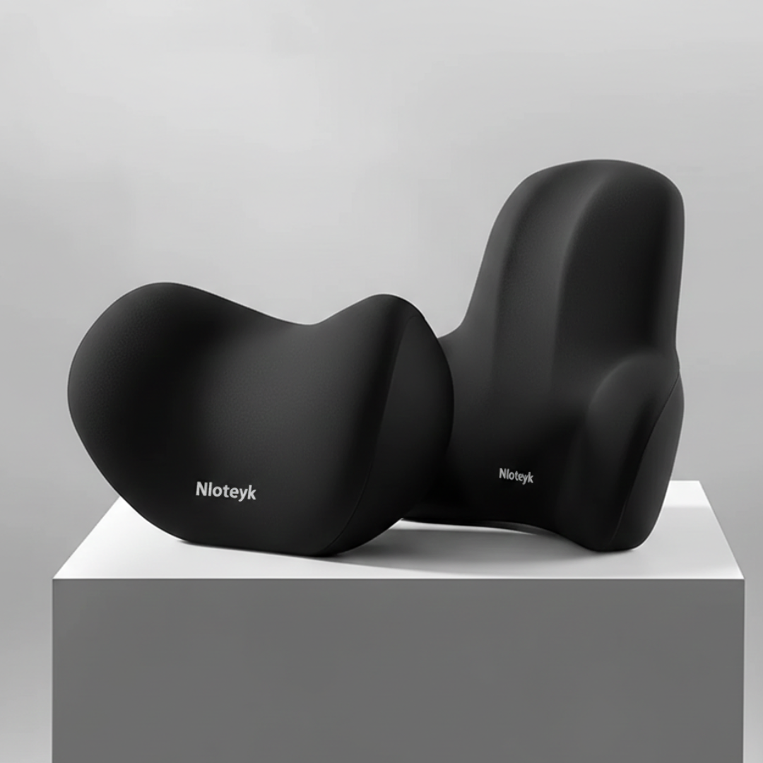 Autokissen Set: Ergonomisches Nackenkissen und Lendenkissen für komfortables Sitzen im Auto.