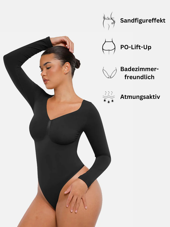 Bauchweg Langarm Bodysuit für Damen, kreiert eine schlanke Silhouette für jeden Anlass.