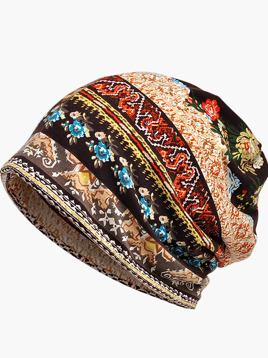 Stylische Damen Kappe mit floralem Muster, ideal als Beanie für Frühling & Herbst. Vielseitig & bequem.
