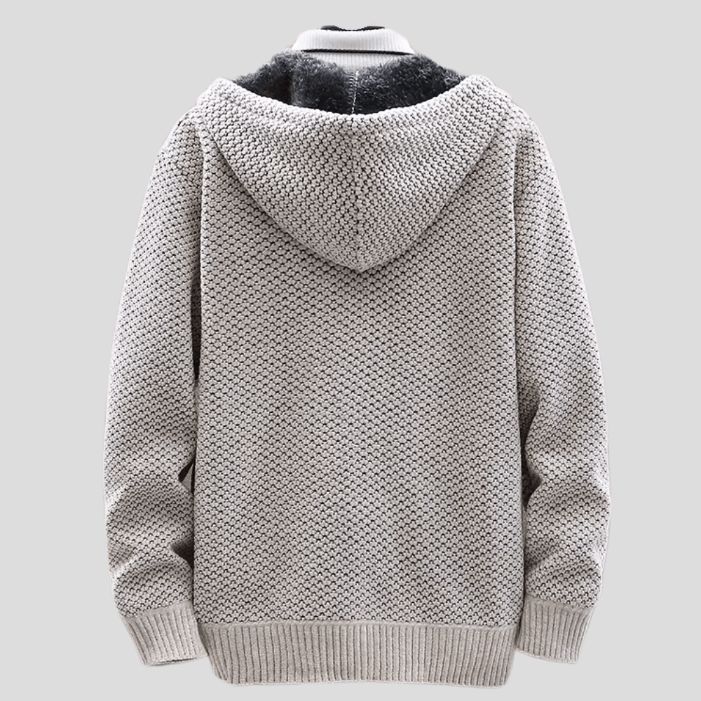 Gemütlicher Herren Strick-Hoodie, weich & warm, idealer Kapuzenpullover für Komfort im Alltag. Vielseitig.