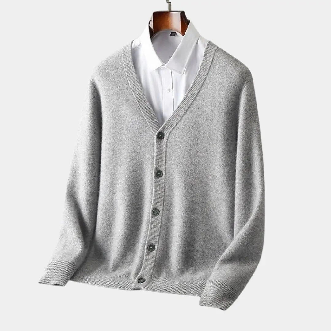 Herren V-Ausschnitt Strickjacke, ein elegantes Oberteil, ideal für Business Casual & entspannte Freizeit.